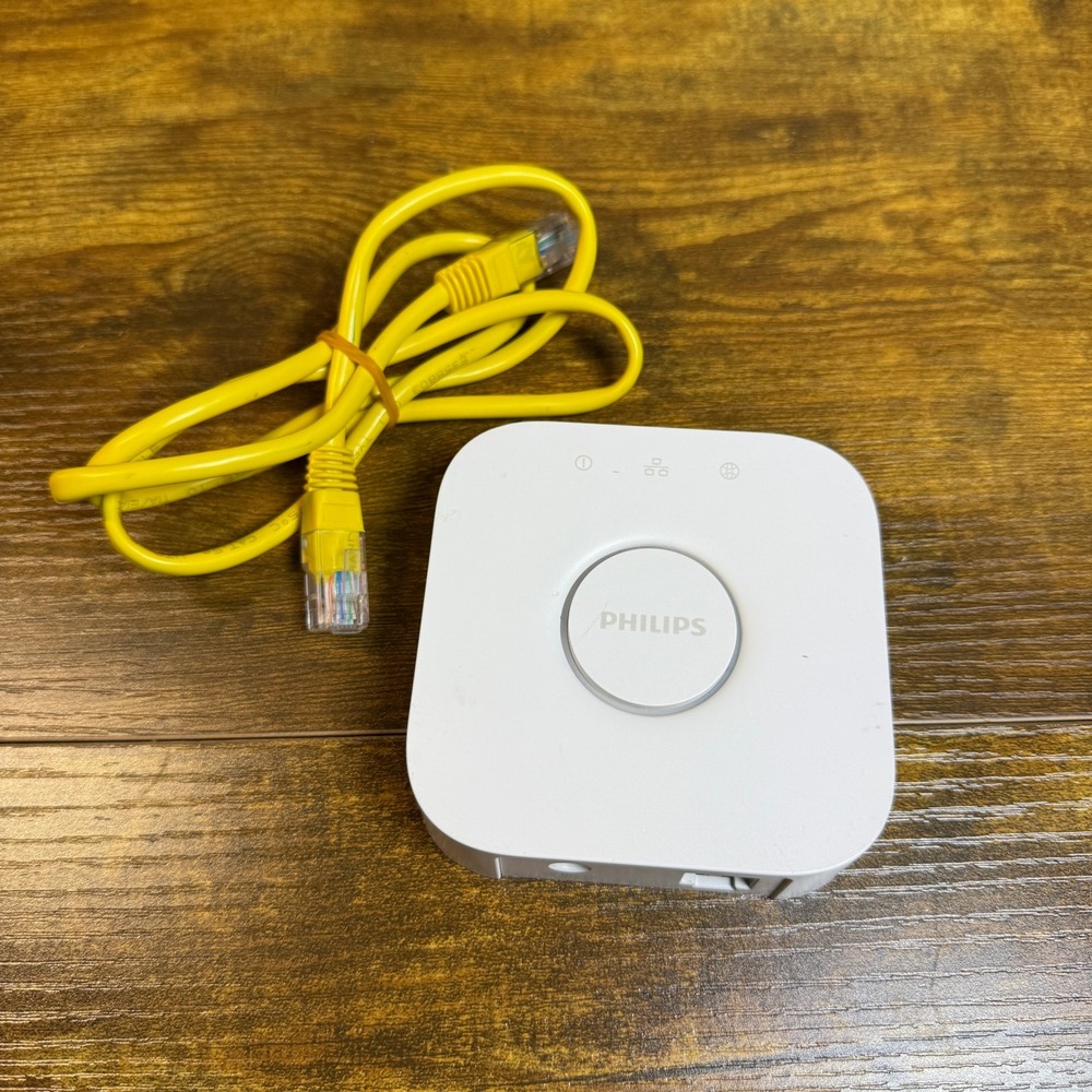Philips Hue 2.1 Bridge 2nd Gen Tested Working White Model 3241312018A No AC CORD